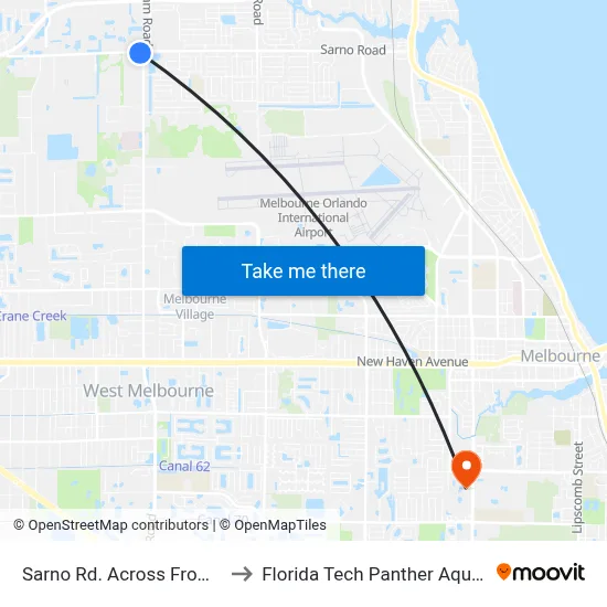 Sarno Rd. Across From Walmart to Florida Tech Panther Aquatic Center map