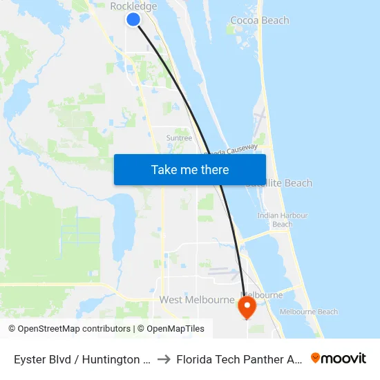 Eyster Blvd / Huntington Ln NW Corner to Florida Tech Panther Aquatic Center map
