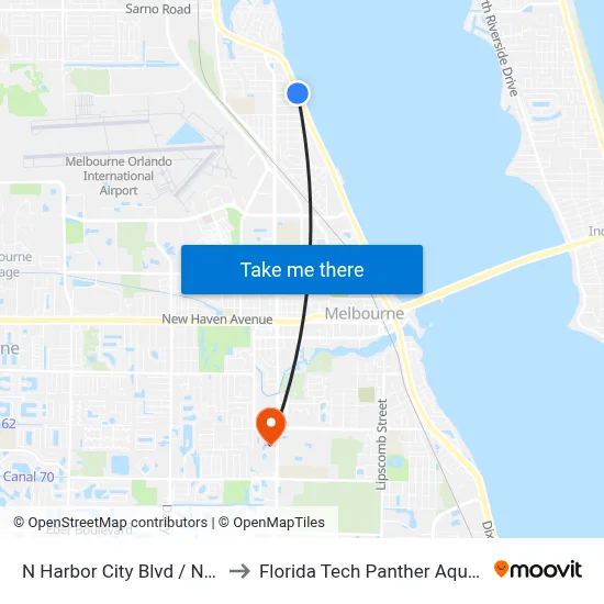 N Harbor City Blvd / Nelson Ave to Florida Tech Panther Aquatic Center map