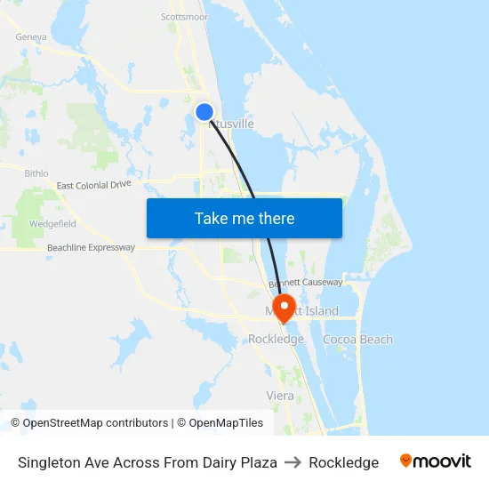 Singleton Ave Across From Dairy Plaza to Rockledge map