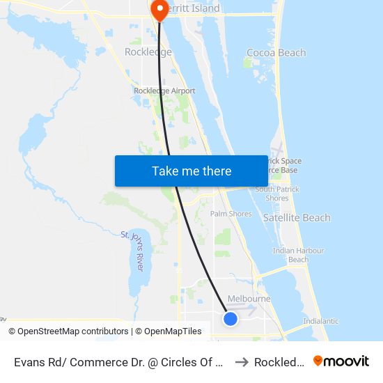 Evans Rd/ Commerce Dr. @ Circles Of Care to Rockledge map