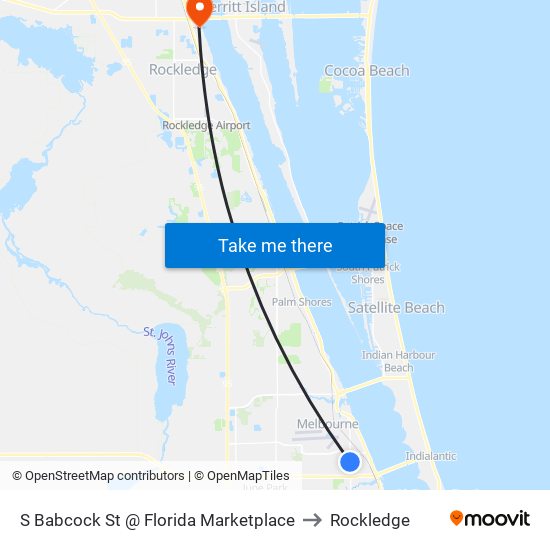 S Babcock St @ Florida Marketplace to Rockledge map