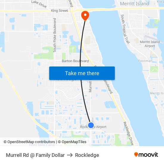 Murrell Rd @ Family Dollar to Rockledge map