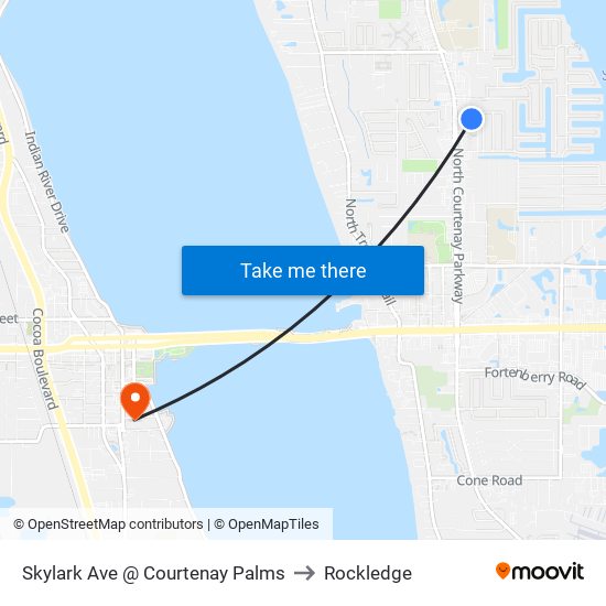 Skylark Ave @ Courtenay Palms to Rockledge map