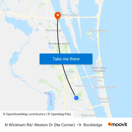 N Wickham Rd/ Weston Dr (Ne Corner) to Rockledge map