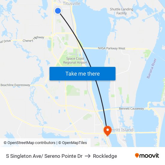 S Singleton Ave/ Sereno Pointe Dr to Rockledge map