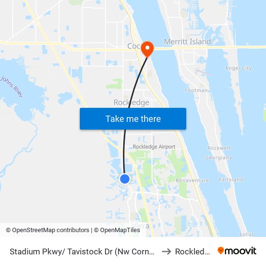 Stadium Pkwy/ Tavistock Dr (Nw Corner) to Rockledge map