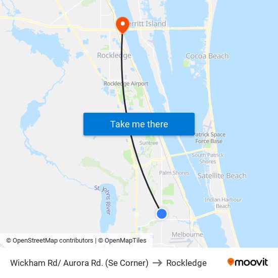 Wickham Rd/ Aurora Rd. (Se Corner) to Rockledge map