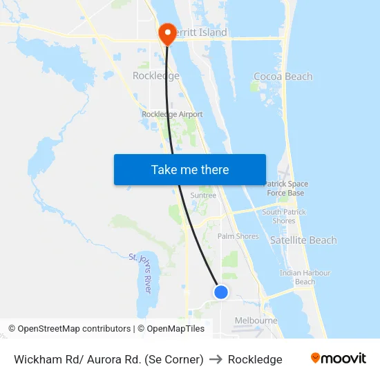 Wickham Rd/ Aurora Rd. (Se Corner) to Rockledge map
