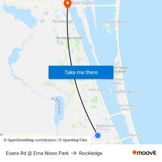 Evans Rd @ Erna Nixon Park to Rockledge map