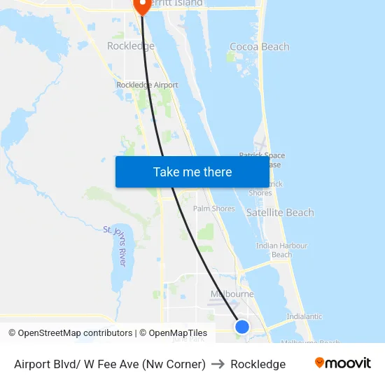 Airport Blvd/ W Fee Ave (Nw Corner) to Rockledge map
