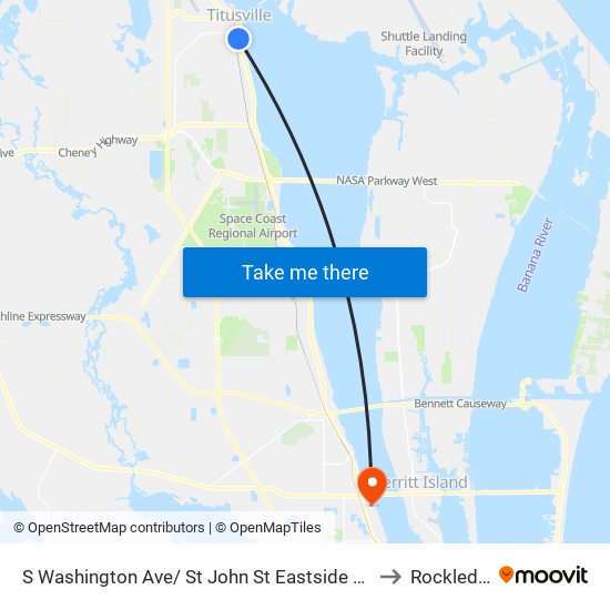 S Washington Ave/ St John St Eastside Corner to Rockledge map