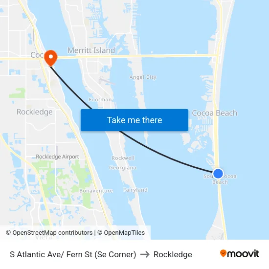 S Atlantic Ave/ Fern St (Se Corner) to Rockledge map