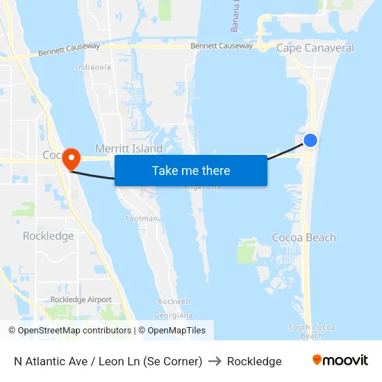 N Atlantic Ave / Leon Ln (Se Corner) to Rockledge map