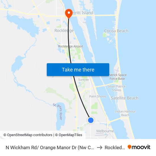 N Wickham Rd/ Orange Manor Dr (Nw Corner) to Rockledge map