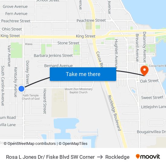 Rosa L Jones Dr/ Fiske Blvd SW Corner to Rockledge map