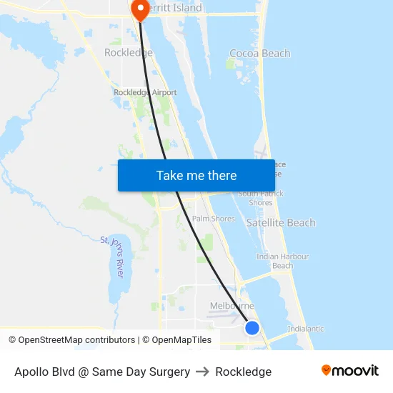 Apollo Blvd @ Same Day Surgery to Rockledge map
