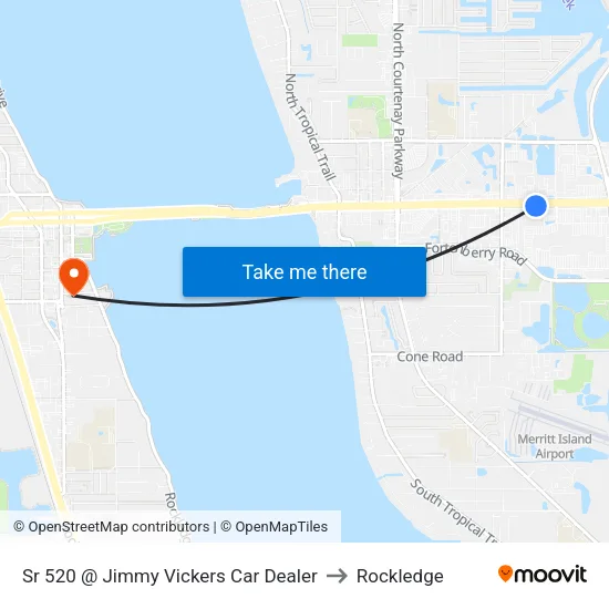 Sr 520 @ Jimmy Vickers Car Dealer to Rockledge map