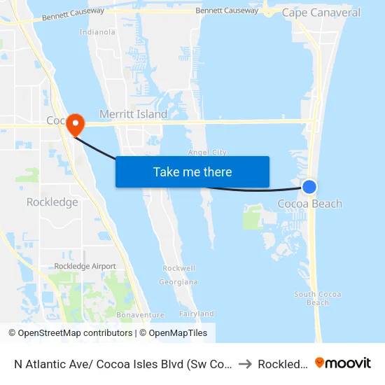 N Atlantic Ave/ Cocoa Isles Blvd (Sw Corner) to Rockledge map