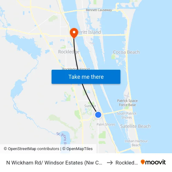 N Wickham Rd/ Windsor Estates (Nw Corner) to Rockledge map