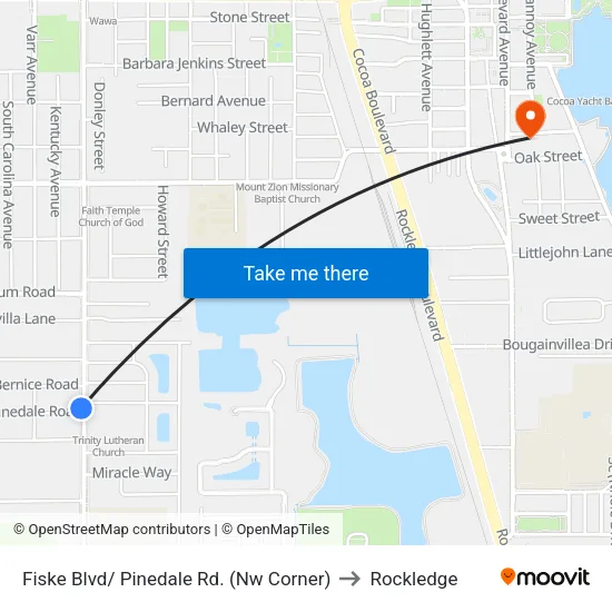 Fiske Blvd/ Pinedale Rd. (Nw Corner) to Rockledge map