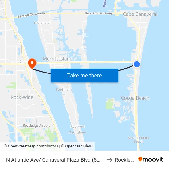 N Atlantic Ave/ Canaveral Plaza Blvd (Sw Corner) to Rockledge map