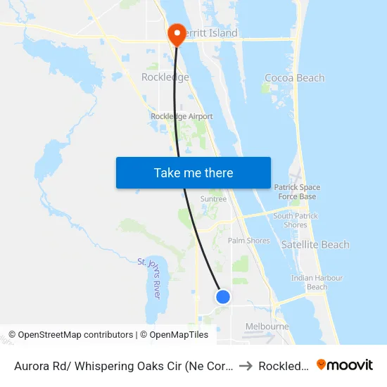 Aurora Rd/ Whispering Oaks Cir (Ne Corner) to Rockledge map
