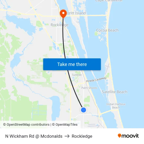 N Wickham Rd @ Mcdonalds to Rockledge map