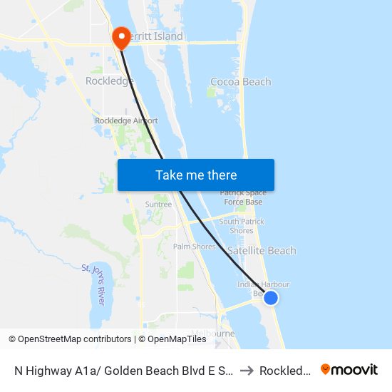 N Highway A1a/ Golden Beach Blvd E Side to Rockledge map