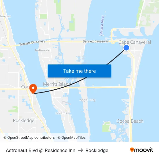 Astronaut Blvd @ Residence Inn to Rockledge map