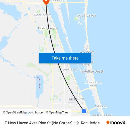 E New Haven Ave/ Pine St (Ne Corner) to Rockledge map