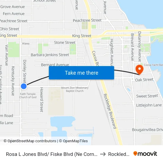 Rosa L Jones Blvd/ Fiske Blvd (Ne Corner) to Rockledge map