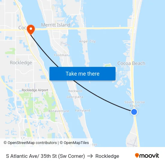 S Atlantic Ave/ 35th St (Sw Corner) to Rockledge map