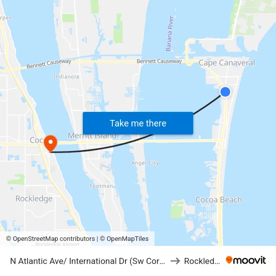 N Atlantic Ave/ International Dr (Sw Corner) to Rockledge map