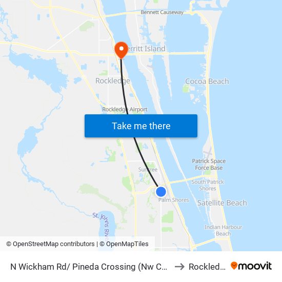 N Wickham Rd/ Pineda Crossing (Nw Corner) to Rockledge map