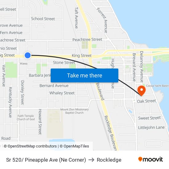 Sr 520/ Pineapple Ave (Ne Corner) to Rockledge map