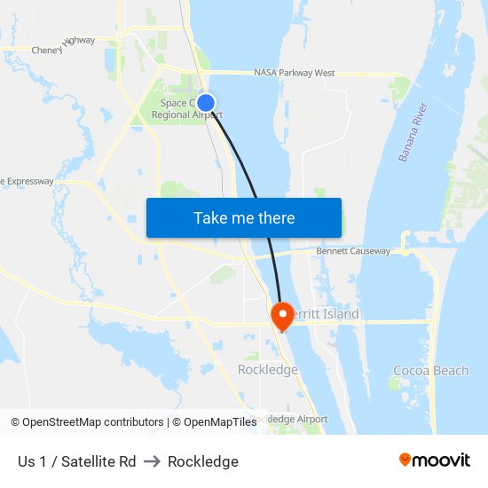 Us 1 / Satellite Rd to Rockledge map