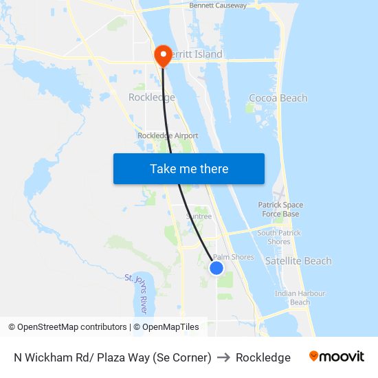 N Wickham Rd/ Plaza Way (Se Corner) to Rockledge map