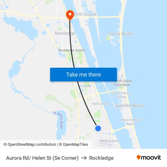 Aurora Rd/ Helen St (Se Corner) to Rockledge map