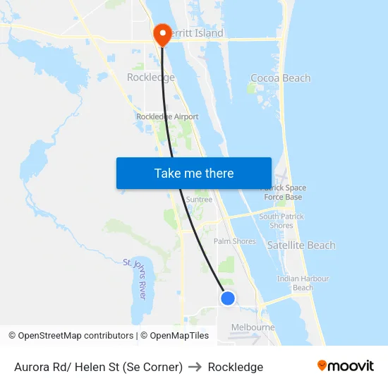 Aurora Rd/ Helen St (Se Corner) to Rockledge map