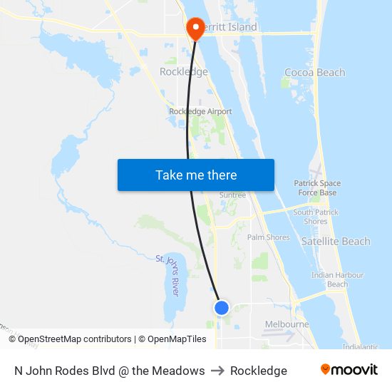 N John Rodes Blvd @ the Meadows to Rockledge map