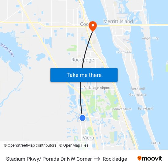 Stadium Pkwy/ Porada Dr NW Corner to Rockledge map