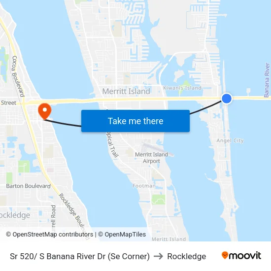 Sr 520/ S Banana River Dr (Se Corner) to Rockledge map