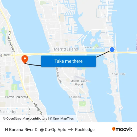 N Banana River Dr @ Co-Op Apts to Rockledge map