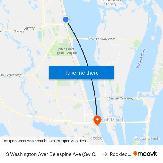 S Washington Ave/ Delespine Ave (Sw Corner) to Rockledge map