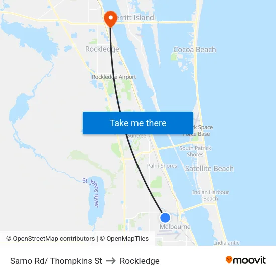 Sarno Rd/ Thompkins St to Rockledge map