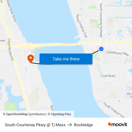 South Courtenay Pkwy @ Tj Maxx to Rockledge map