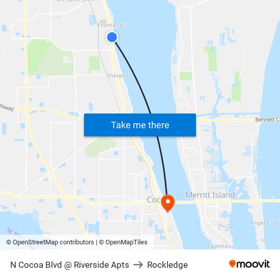 N Cocoa Blvd @ Riverside Apts to Rockledge map
