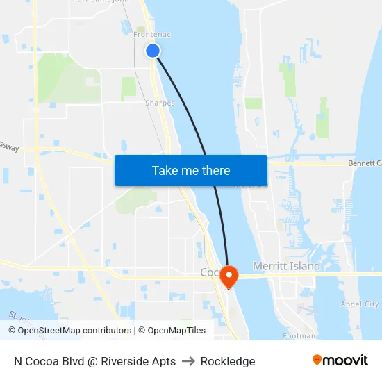 N Cocoa Blvd @ Riverside Apts to Rockledge map