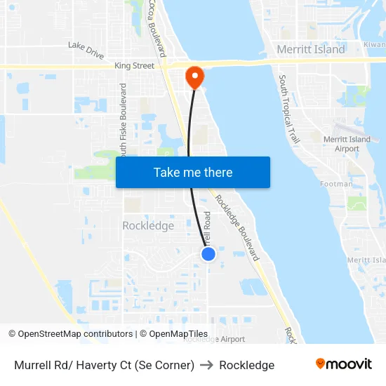 Murrell Rd/ Haverty Ct (Se Corner) to Rockledge map